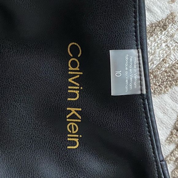 CALVIN KLEIN Ladies Black Faux Leather Skinny Dress Size 10 - Picture 7 of 8